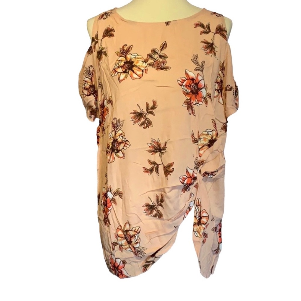 Womens Floral Cold Shoulder Top